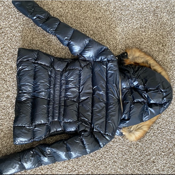 BLUE CHUNKY FAUX FUR HOOD PUFFER JACKET - ZARA - Picture 6 of 8